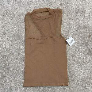 Free Prople Brown Sleeveless Mesh Racer Back Women's Top NWT